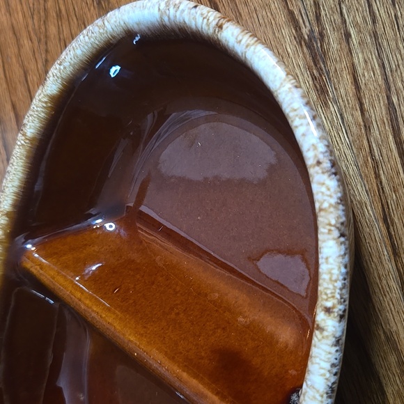 Vintage H.P. Hall Brown Glazed Divided Ovenproof Casserole Serving Dish - Picture 2 of 12